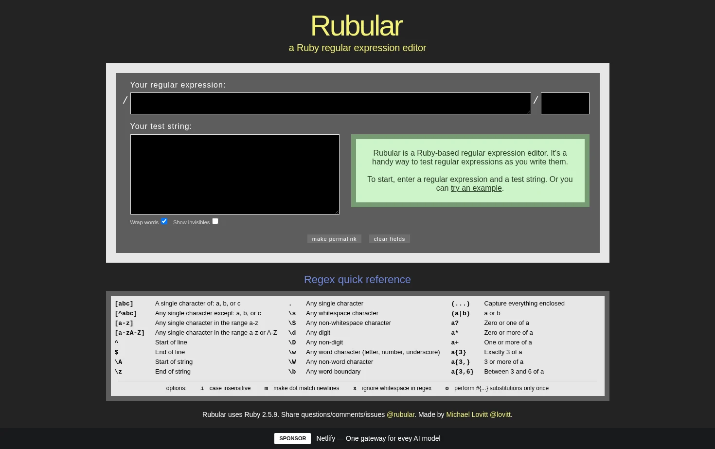 Rubular 页面快照